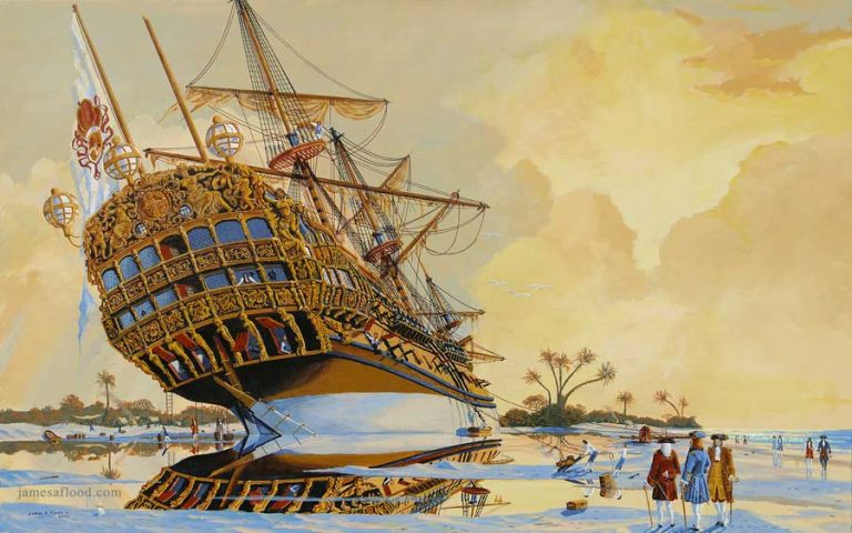 Flagship of Treasure Fleet Beached, 1715