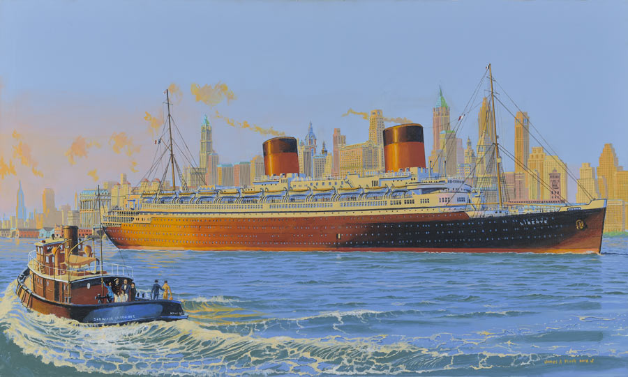 SS Liberte New York City 1950s - James A Flood Artist