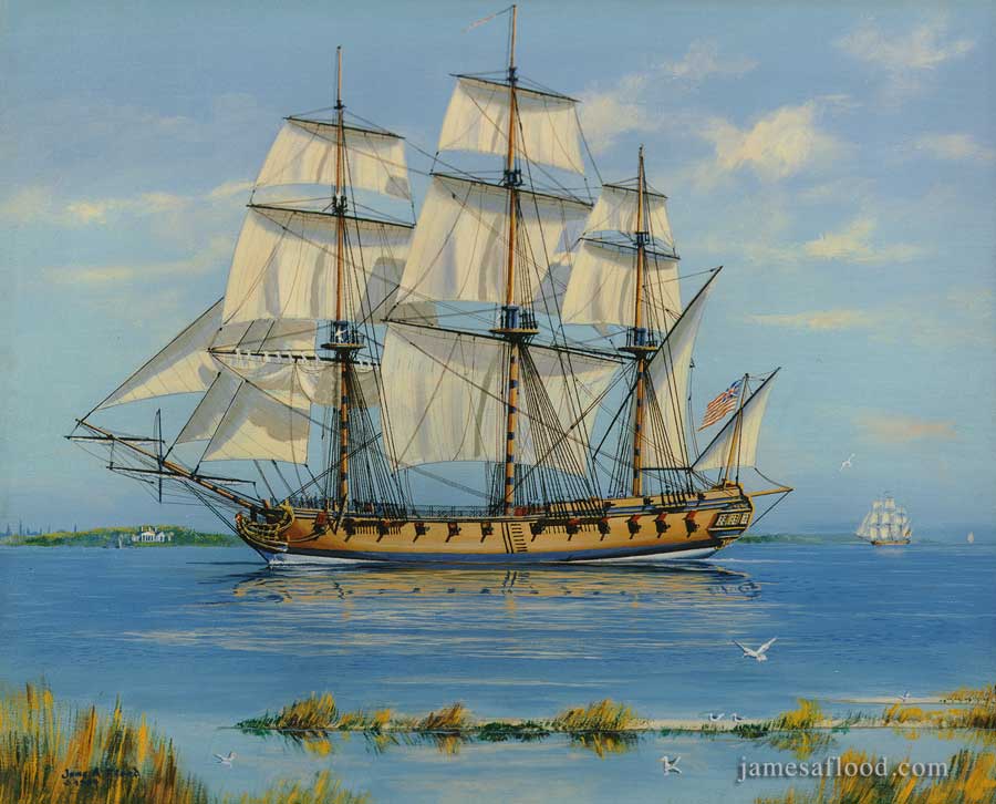 USS Boston 1777, 24-gun Frigate - James A Flood Artist