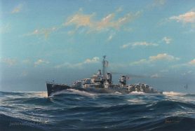 Painting of WWII USS Hazelwood
