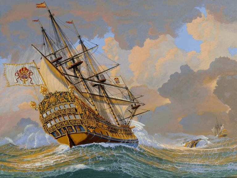 HMS Hampton Court in a hurricane