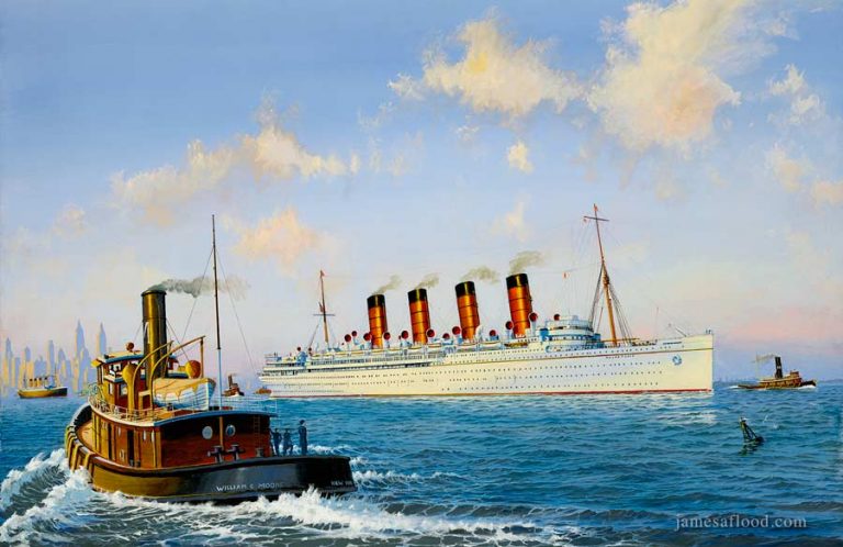 RMS Mauretania in New York Harbor
