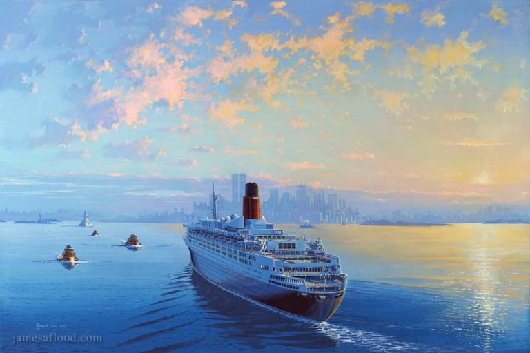 RMS Queen Elizabeth 2 Entering New York Harbor