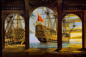 HMS Prince from Mediterranean dock 1600s.