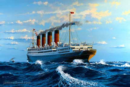 Painting of RMS Aquitania in 1924.