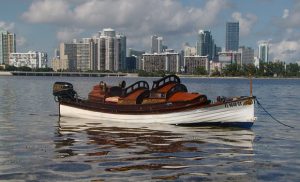 Launch in Biscayne Bay with Miami Skyline