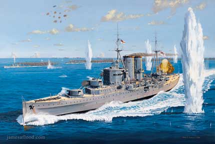 Painting of  Last Battle of HMS Exeter