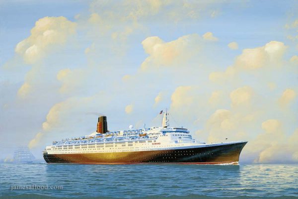 Queen Elizabeth 2 Solent Mist Art Print