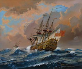 HMS Hampton Court Royal Navy Art Print