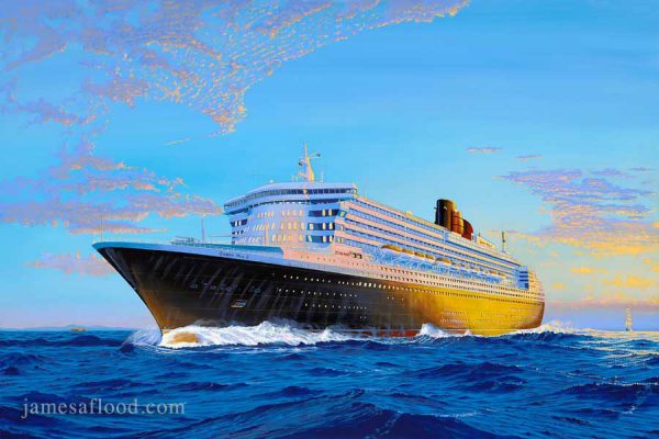 Queen Mary 2 Maiden Sunrise Art Print