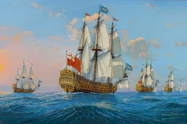 HMS Birtannia chasing the French Print
